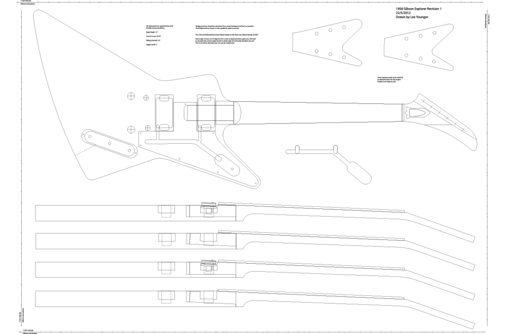 Explorer гитара чертеж